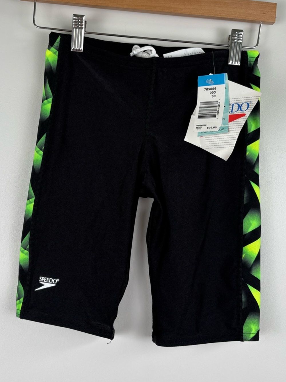 NWT Speedo Men's Jammer Swim Black/Geen Size 30
